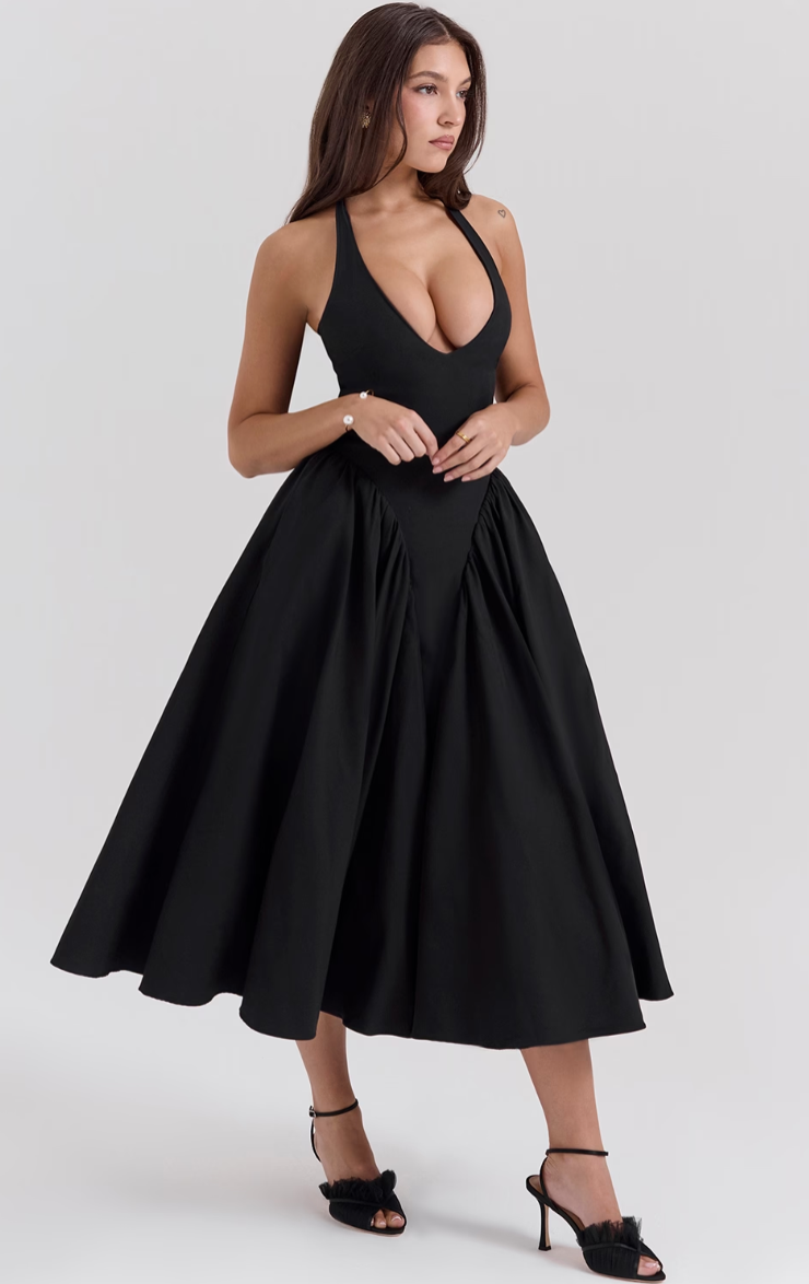 Sukienka midi z wiązaniem na szyi Virelle