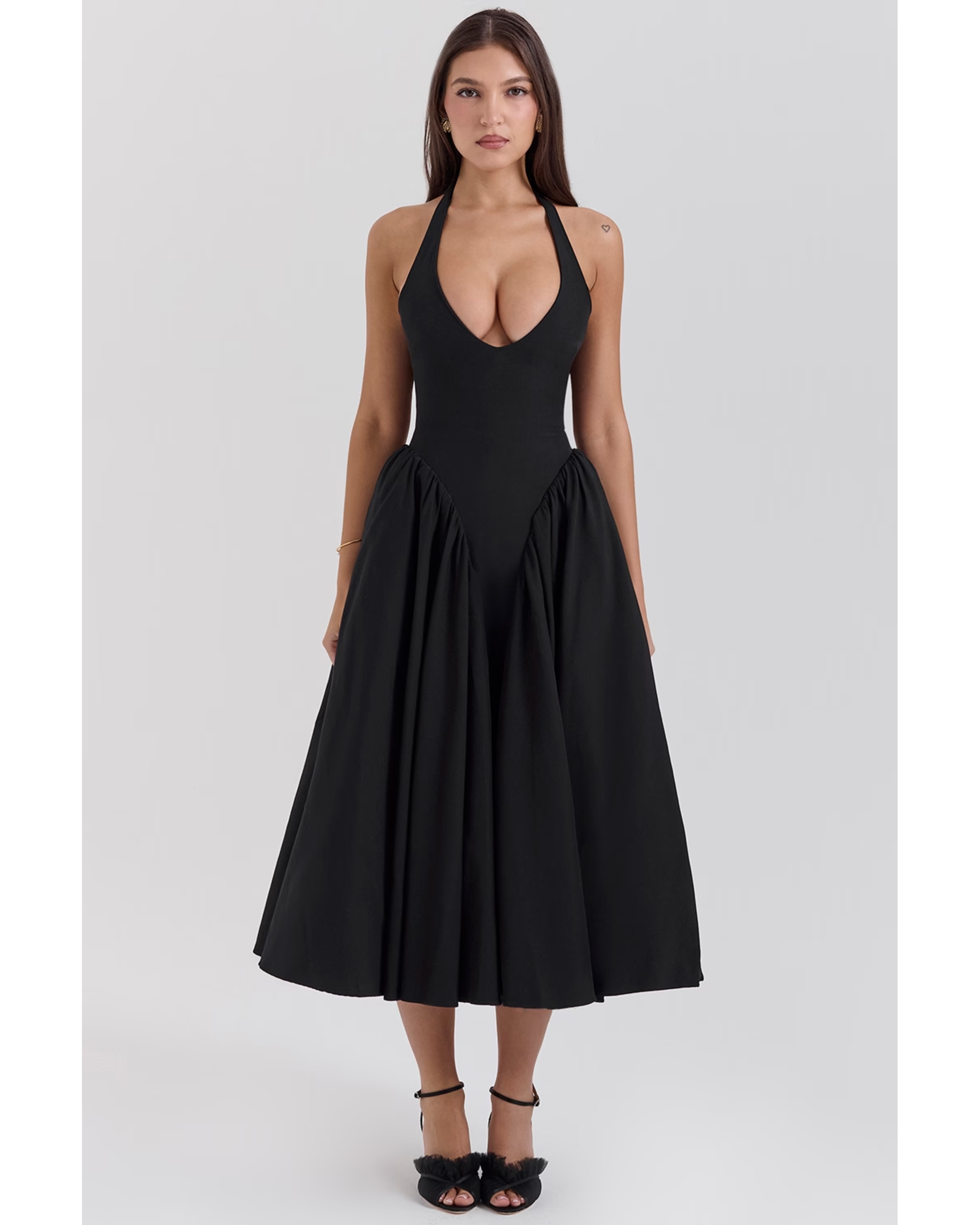 Sukienka midi z wiązaniem na szyi Virelle