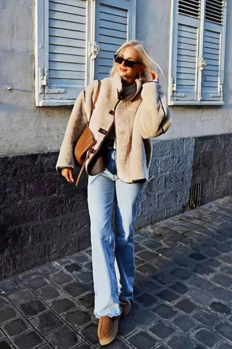 Kurtka Elena z sztucznym futrem i stójką