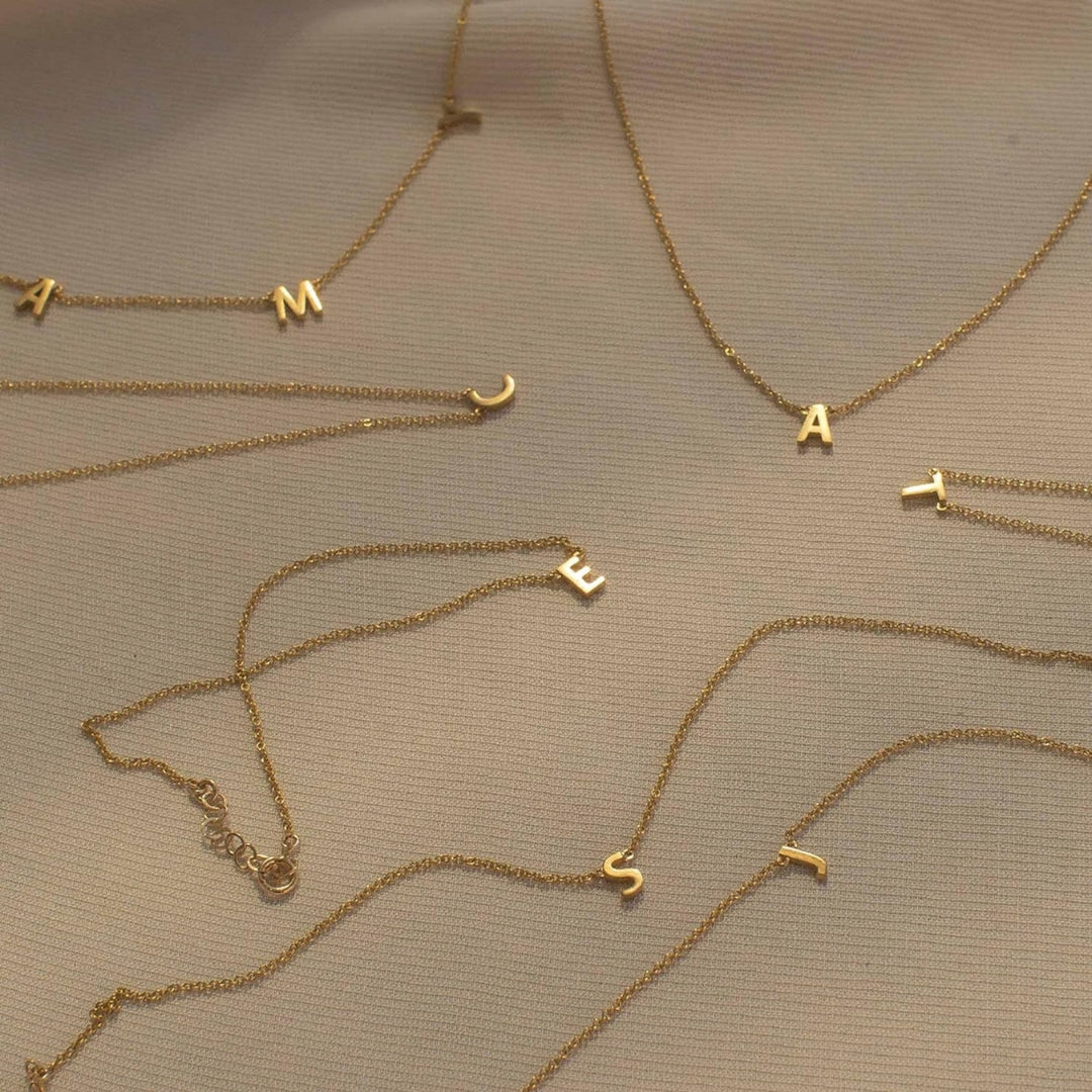 Naszyjnik z Inicjałem w 14k Złotej Powłoce