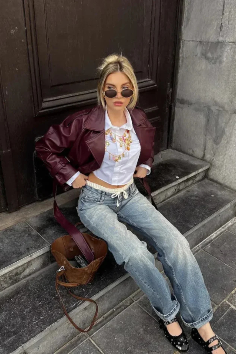 Kurtka Isabella vintage z sztucznej skóry