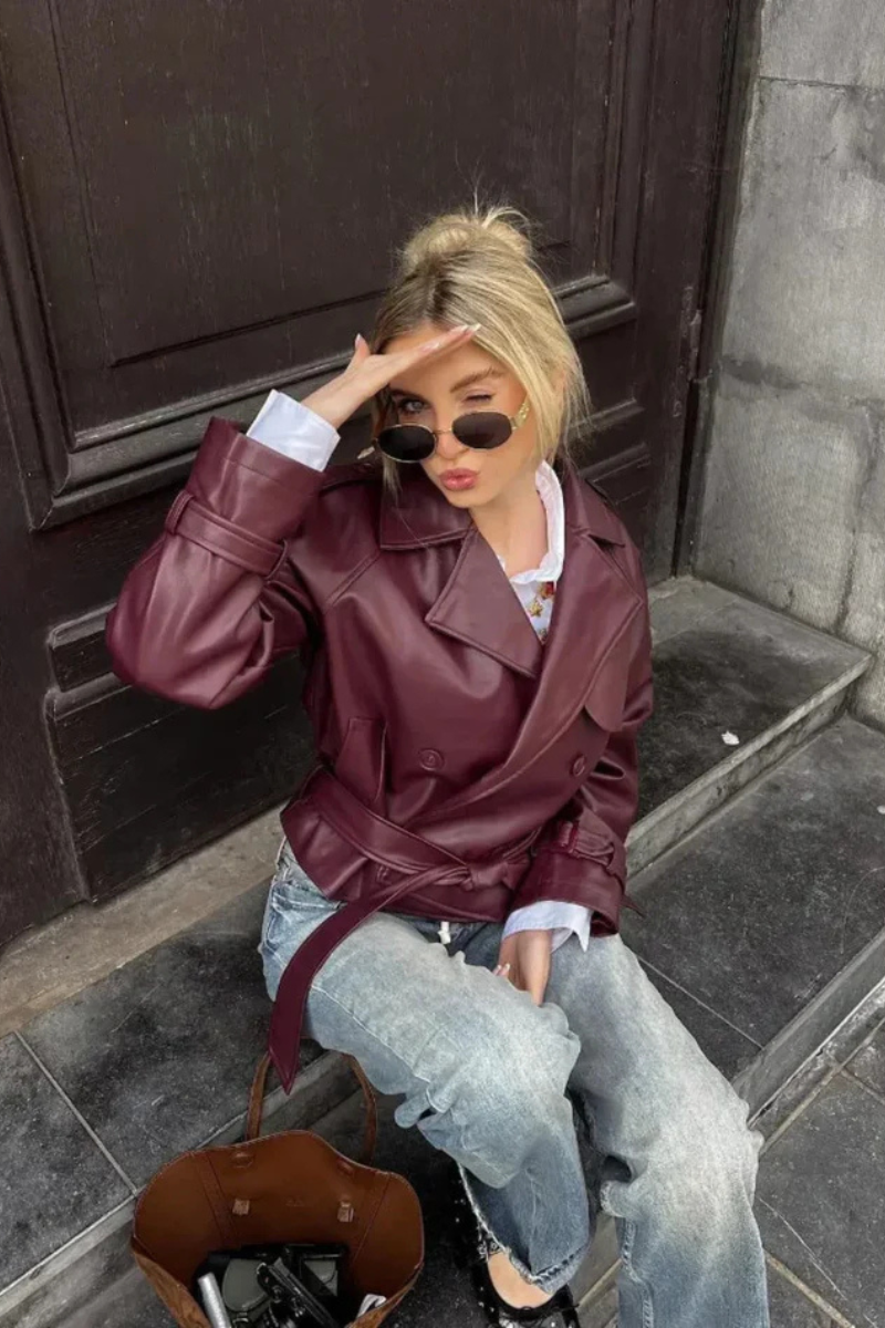 Kurtka Isabella vintage z sztucznej skóry