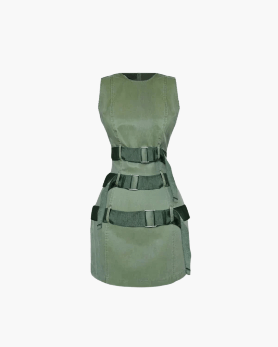 Sukienka Mini Renata z Detalami Z Klamrą