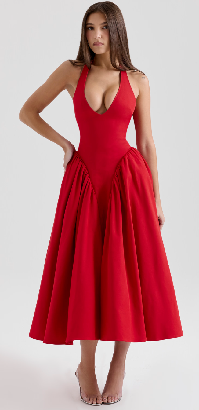 Sukienka midi z wiązaniem na szyi Virelle