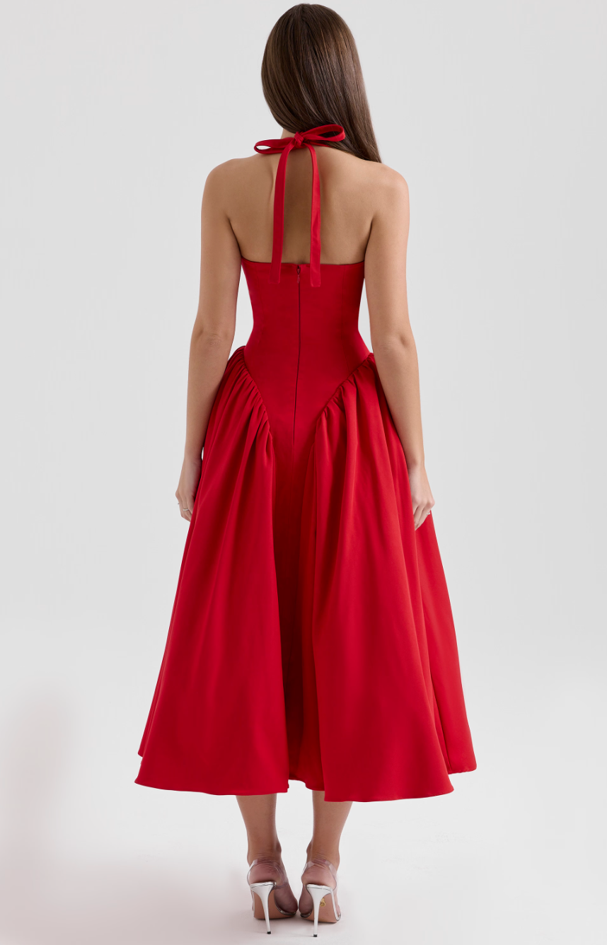 Sukienka midi z wiązaniem na szyi Virelle