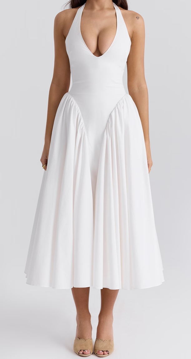 Sukienka midi z wiązaniem na szyi Virelle