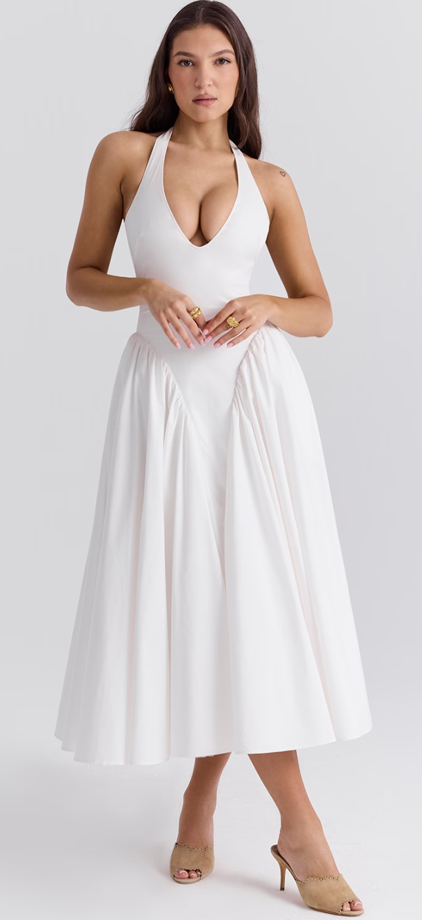 Sukienka midi z wiązaniem na szyi Virelle