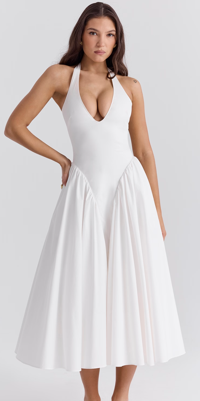 Sukienka midi z wiązaniem na szyi Virelle