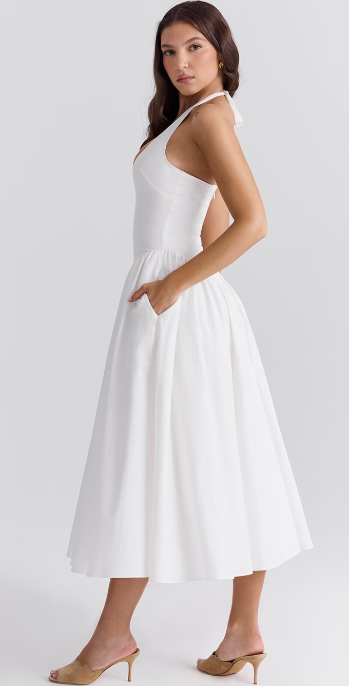 Sukienka midi z wiązaniem na szyi Virelle