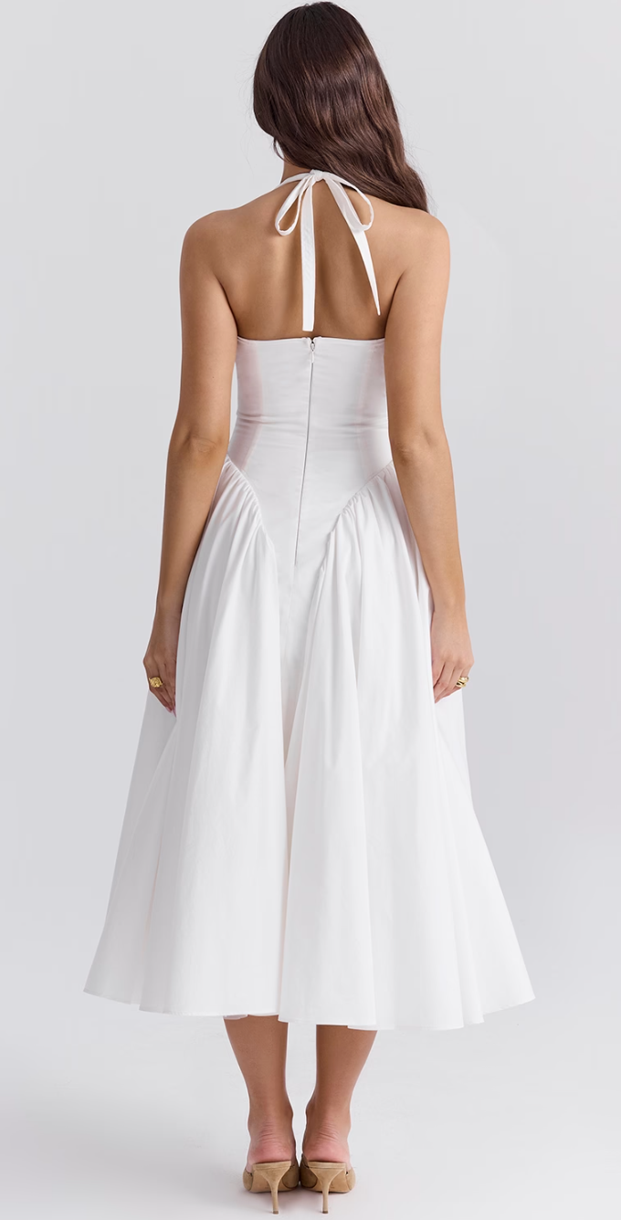 Sukienka midi z wiązaniem na szyi Virelle