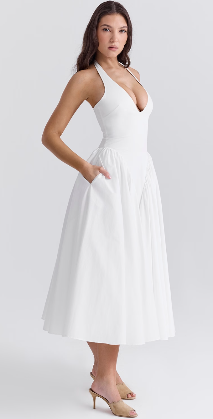 Sukienka midi z wiązaniem na szyi Virelle