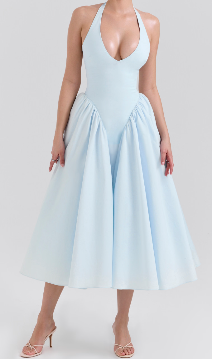 Sukienka midi z wiązaniem na szyi Virelle