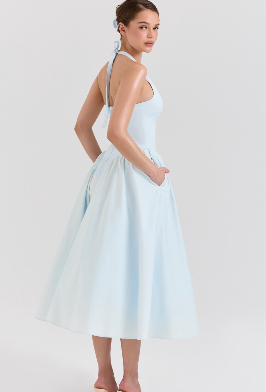 Sukienka midi z wiązaniem na szyi Virelle