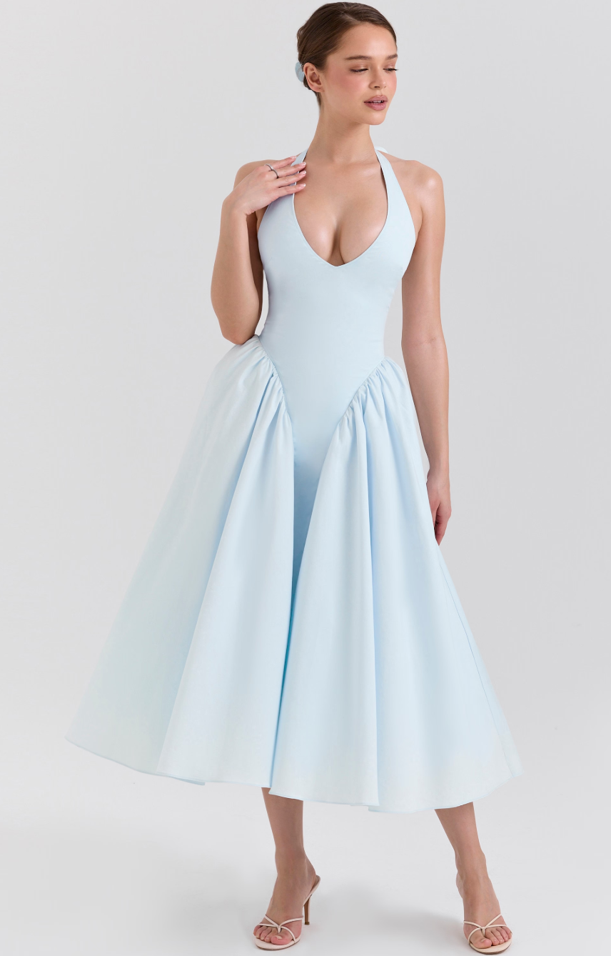 Sukienka midi z wiązaniem na szyi Virelle