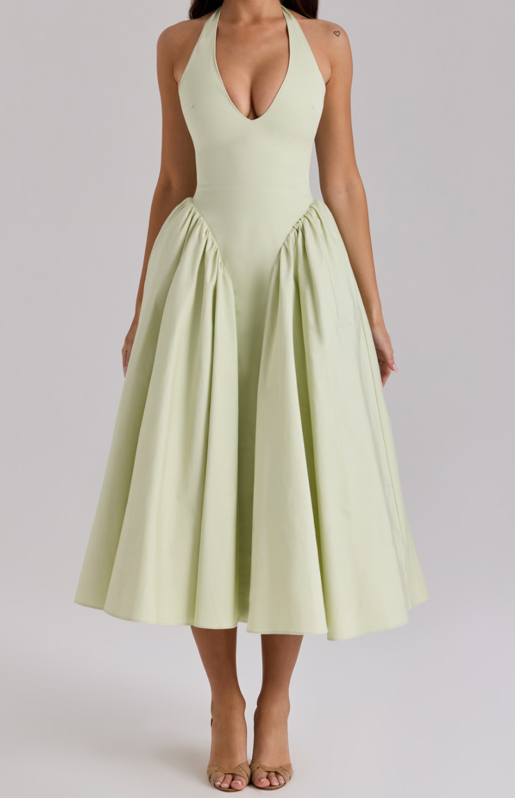 Sukienka midi z wiązaniem na szyi Virelle