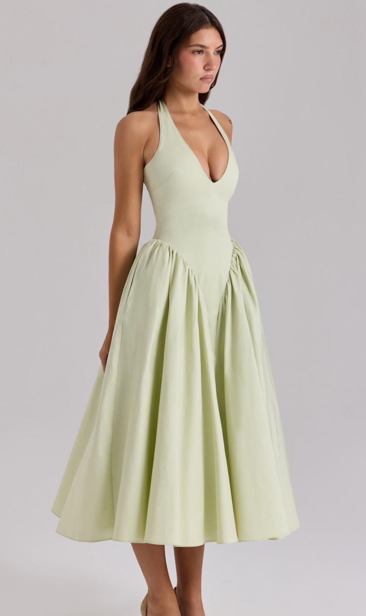 Sukienka midi z wiązaniem na szyi Virelle