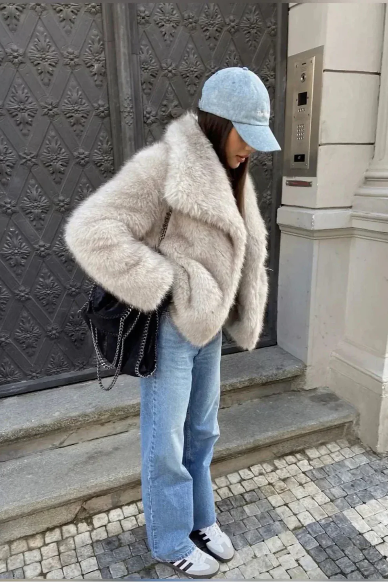 Luksusowa Sophia sztuczna futro kurtka