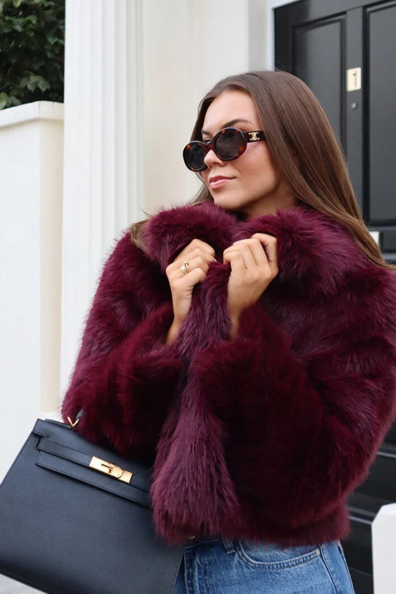 Luksusowa Sophia sztuczna futro kurtka