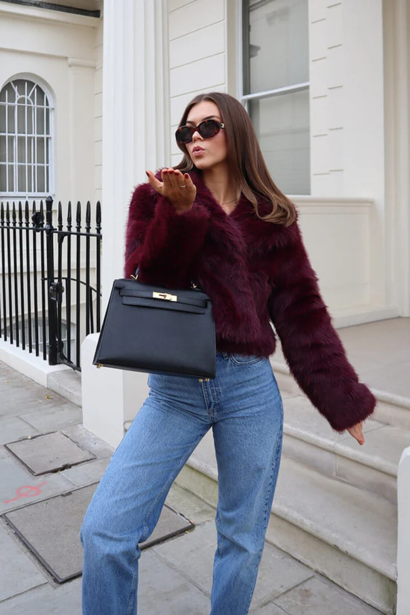 Luksusowa Sophia sztuczna futro kurtka