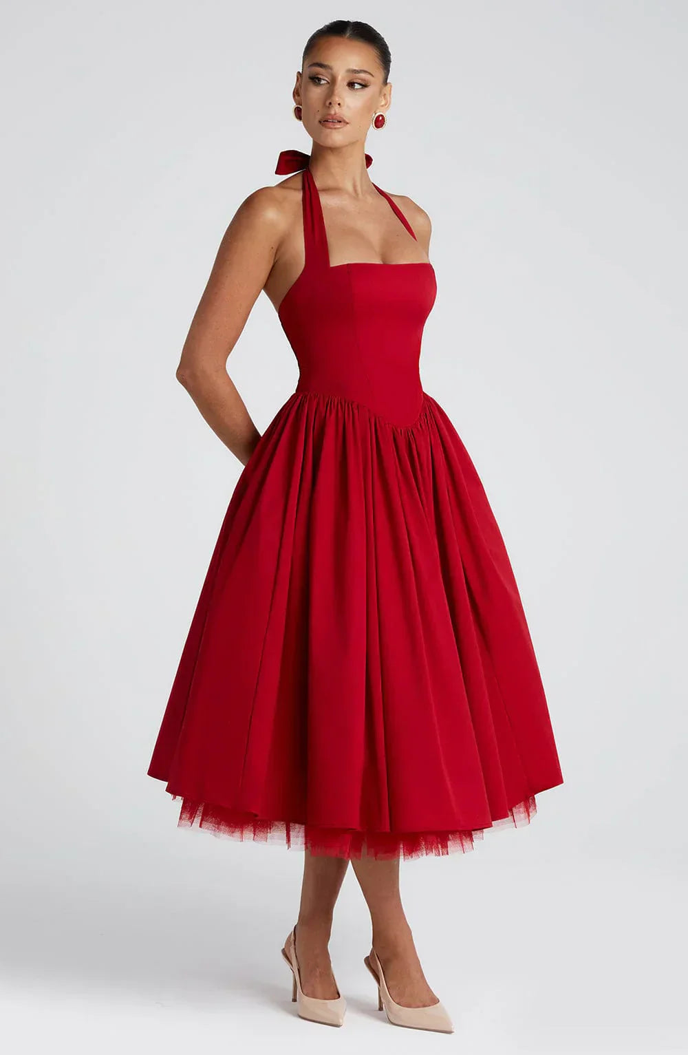 Sukienka midi Monet gorsetem