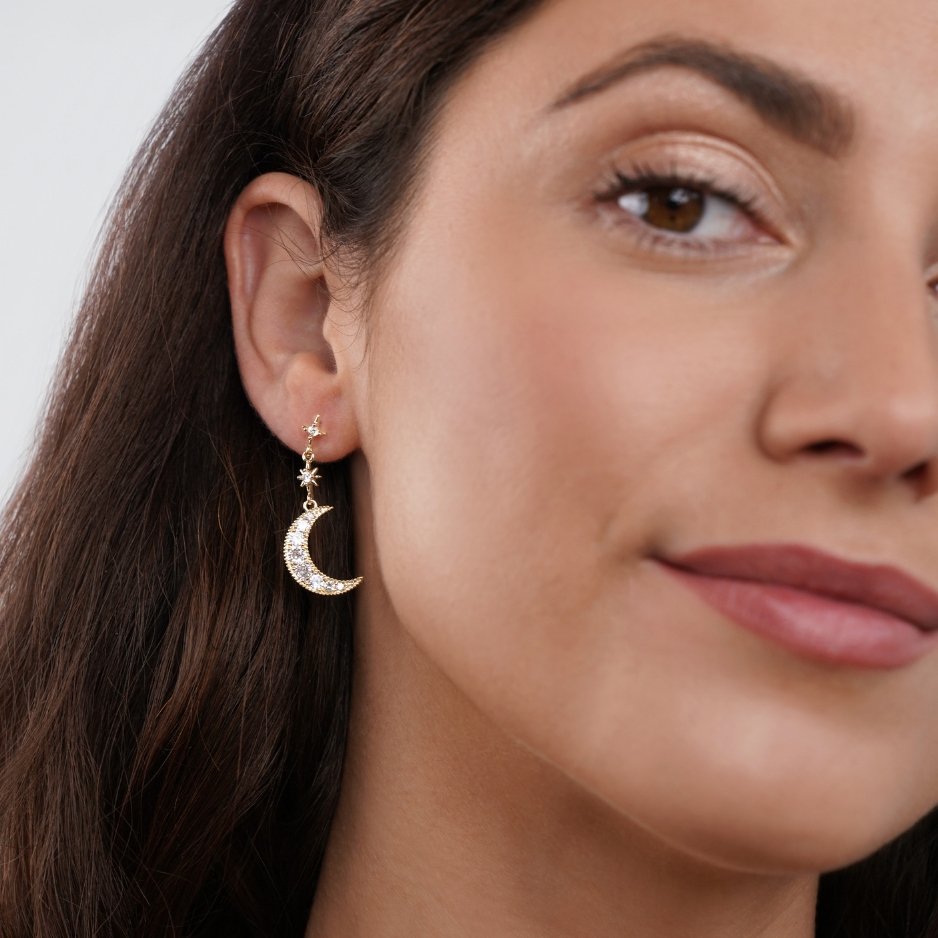 Luna Kryształowe Kolczyki w Kształcie Księżyca i Gwiazd